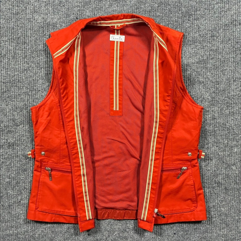 Vintage Bonita Womens Utility Vest Large Orange Zip Front Travel Safari Style